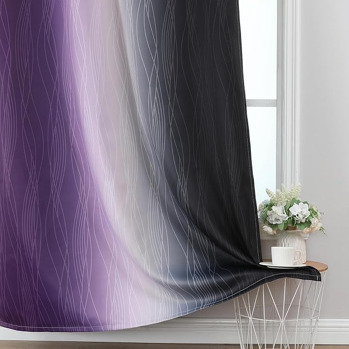 Estelar Textiler Purple and Black Blackout Curtains