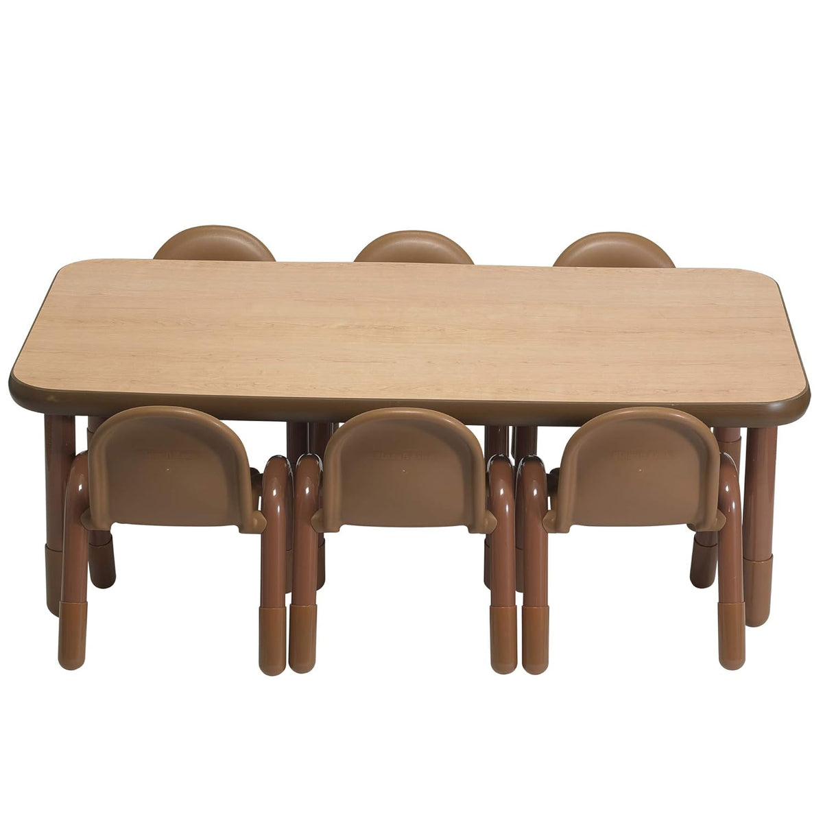 Children’s Factory Baseline Preschool 60" x 30" Rectangular Table & Chair Set - Natural Wood - AB74620NW1