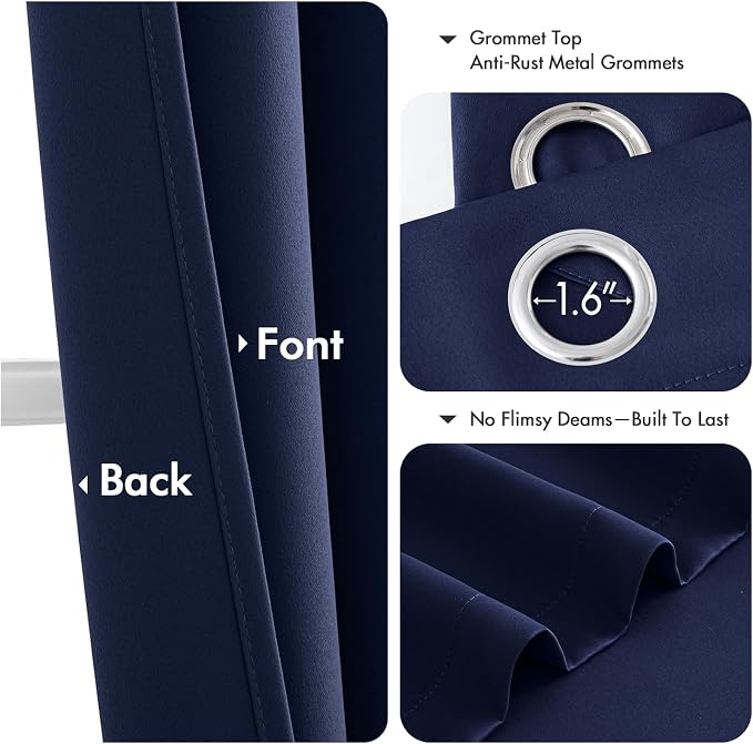 MIULEE Navy Blue Blackout Curtains