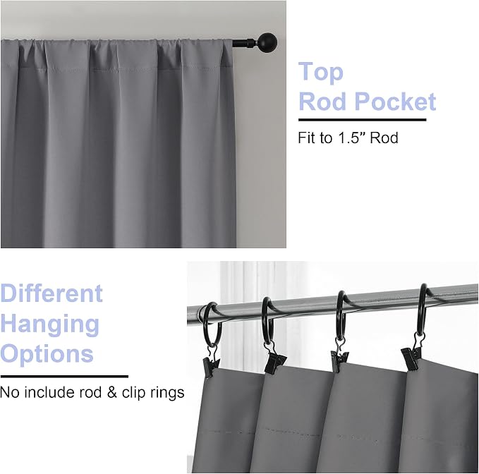 Simplebrand Ava Light Grey Blackout Curtains