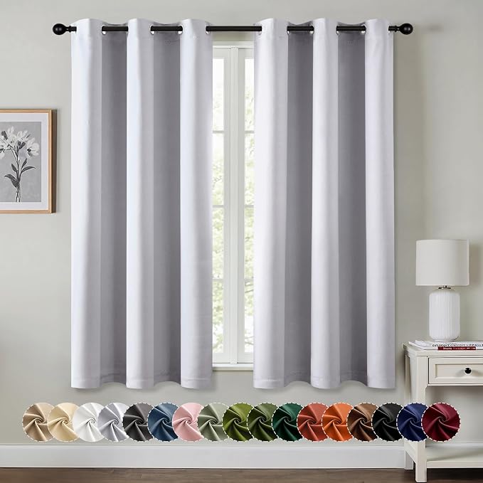MIULEE Greyish White Blackout Curtains