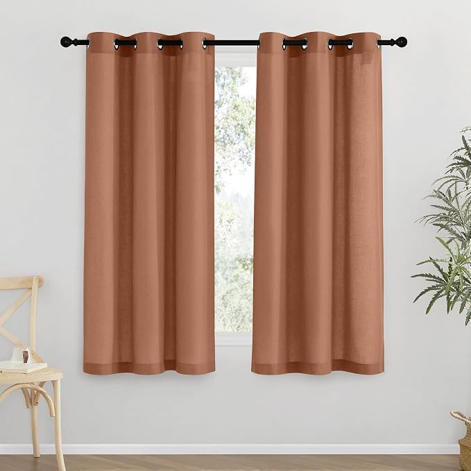 NICETOWN Caramel Short Linen Curtains