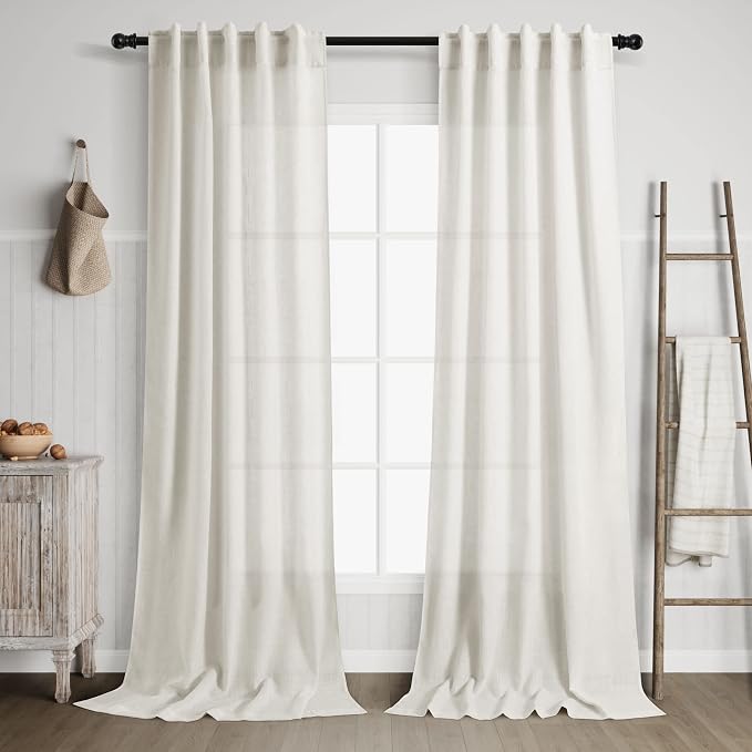 Cream Linen Curtains 108 inches Long