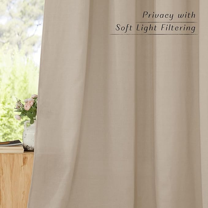 NICETOWN Flax Taupe Linen Curtains