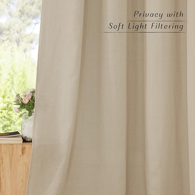 NICETOWN Rustic Linen 102 inch Long Curtains
