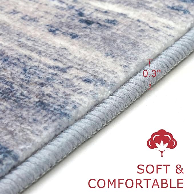 KOZYFLY Modern Abstract Washable Long Rug Runner 2.6x18 Hallway Rug Runner