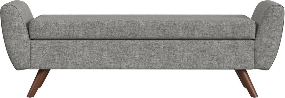 HomePop Modern Storage Bench with Wood Legs Home Décor|Bench with Storage for Living Room & Bedroom - Gray Woven