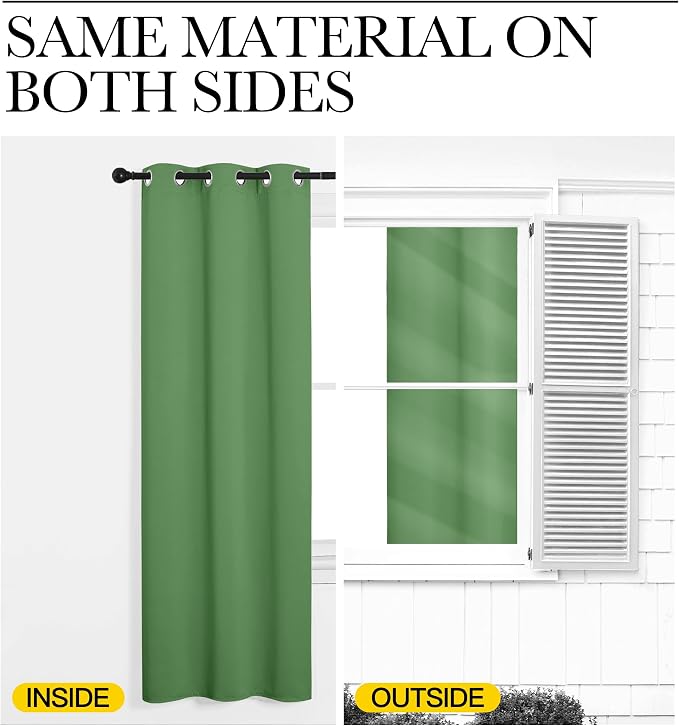 NICETOWN Blackout Curtains for Bedroom, Forest Green, 42 W by 80 L, Thermal