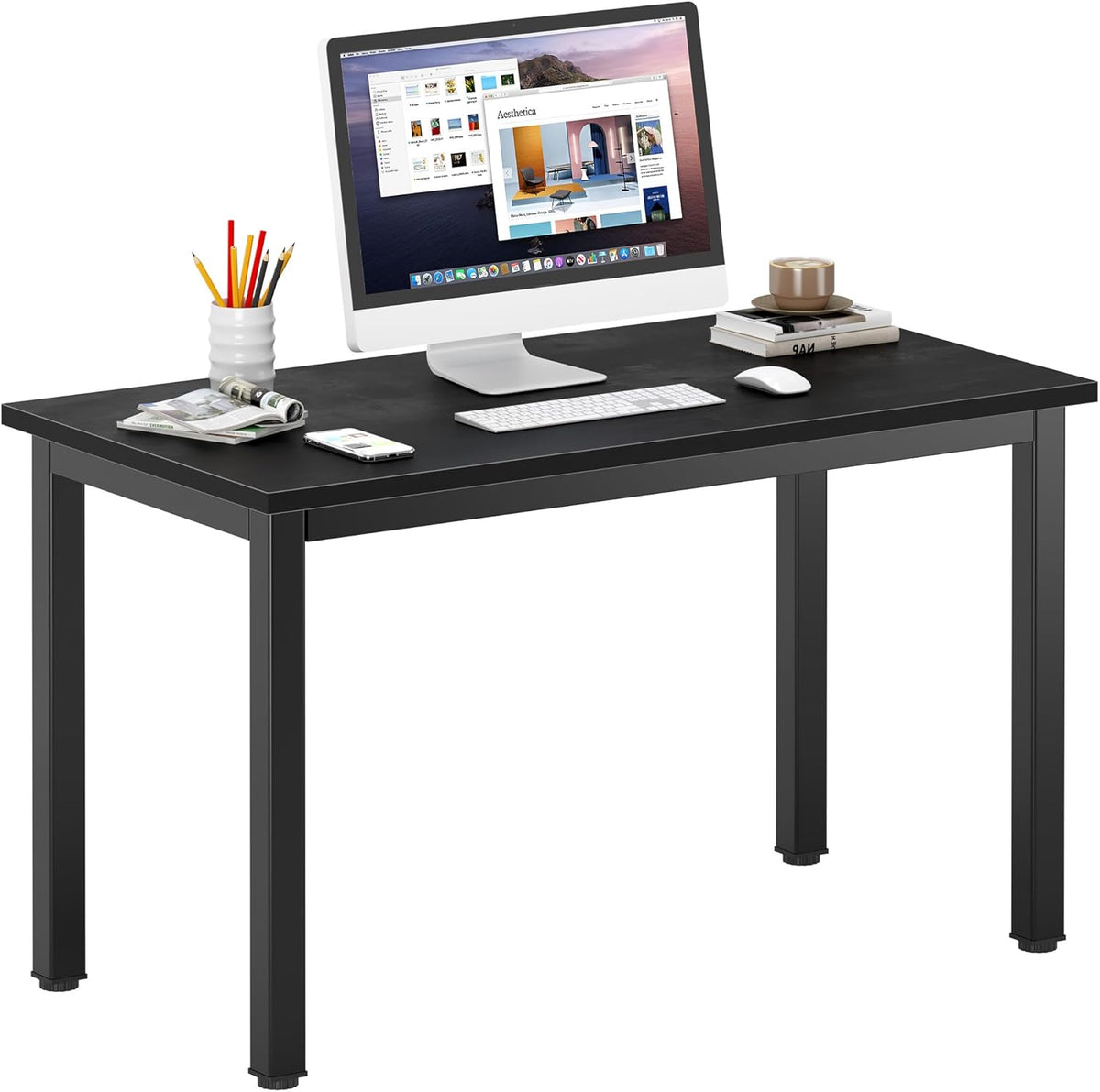 DlandHome 39 inches Small Computer Desk for Home Office Activity Table Writing Table for Small Spaces Study Table Student Laptop Desk Black DND-AC3CB-100