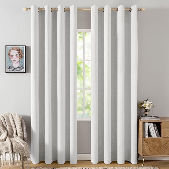 MIULEE Linen Textured Curtains Solid 100% Blackout