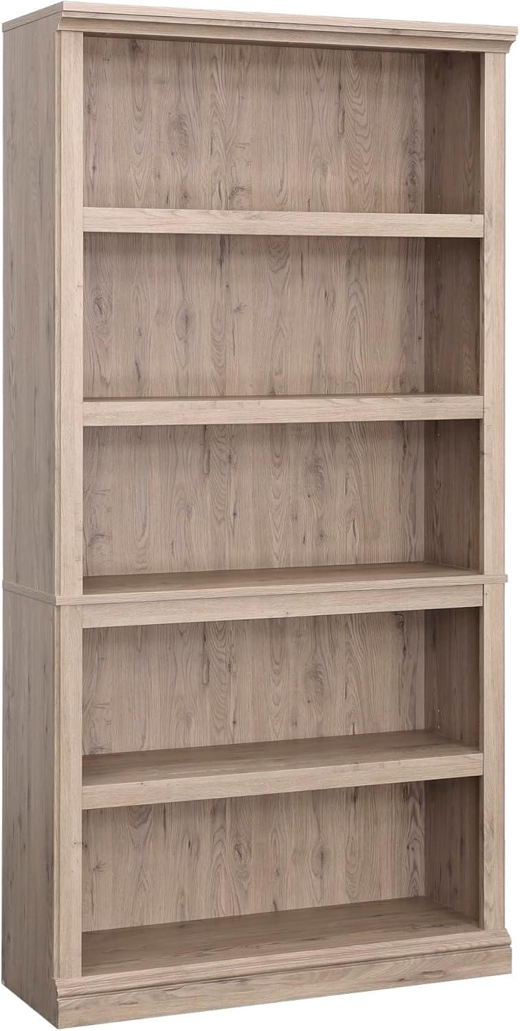 Sauder 5 Tier Book Shelf Wooden Bookcase Multipurpose Bookshelf for Home Office, Living Room, in Laurel Oak