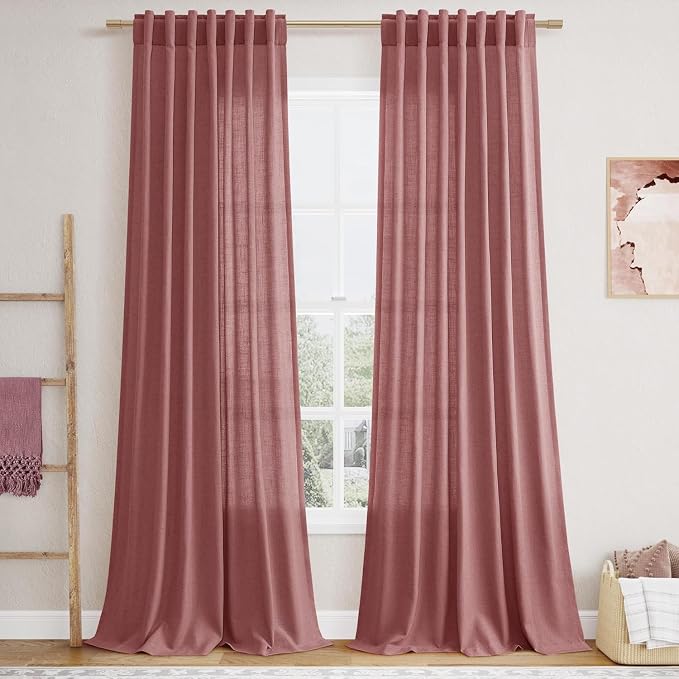 Canyon Rose Linen 112 Inch Curtains