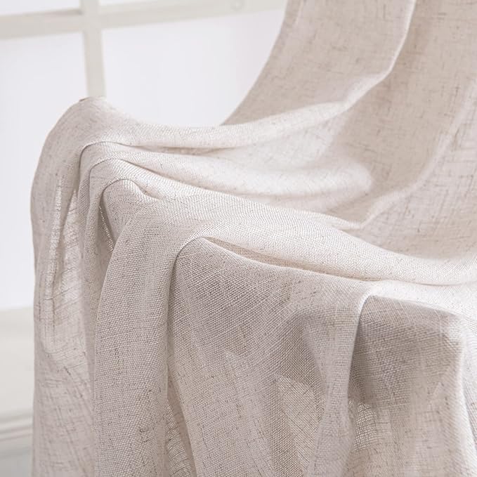 MIULEE White Linen Curtains 96 Inch Long
