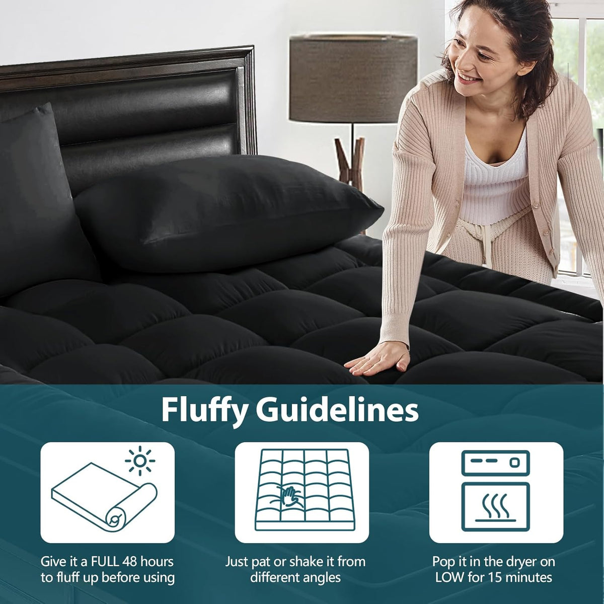 CYMULA King Size Mattress Topper - Extra Thick Cooling Mattress Pad Cover for Back Pain - Soft Mattress Protector Firm Bed Topper Pillow Top with 8-21 Inch Deep Pocket 3D Snow Down Alternative Fill