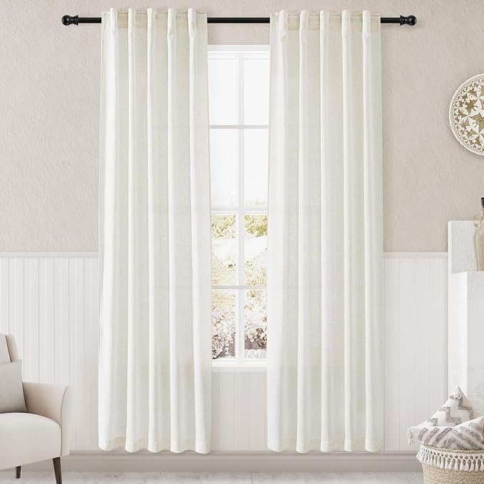Nanspring Cream 80 inch Linen Curtains
