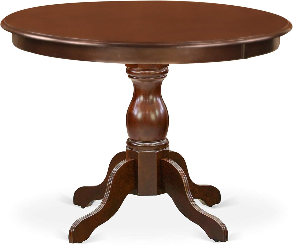 East West Furniture HBGR3-MAH-W 3 Piece Dining Room Table Set Contains a Round Kitchen Table with Pedestal and 2 Dining Chairs, 42x42 Inch, Mahogany