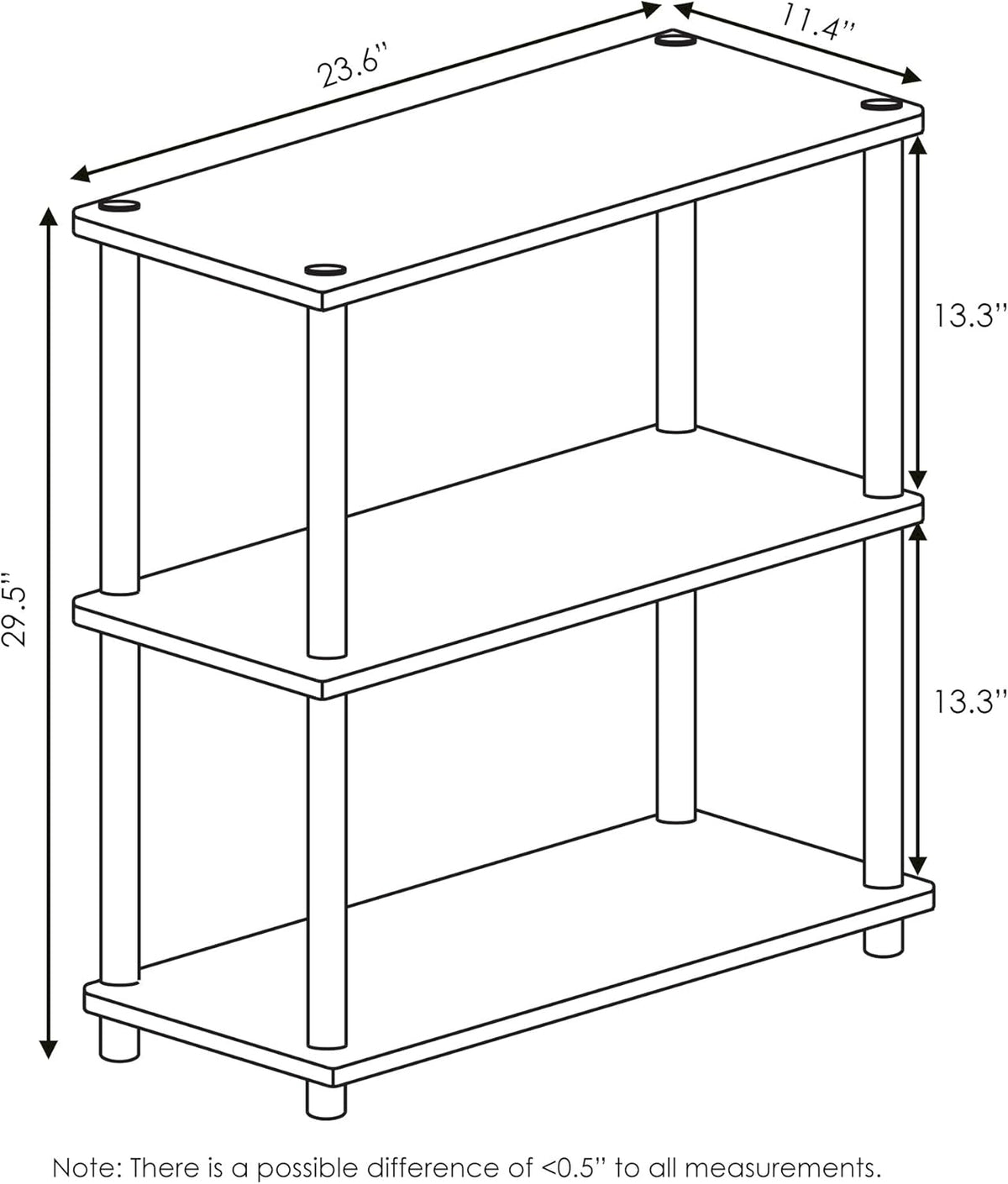 Furinno Turn-N-Tube 3-Tier Compact Multipurpose Shelf Display Rack, Pink/White