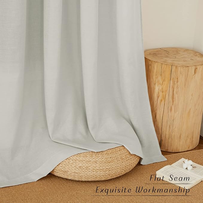 NICETOWN Thick Linen Gray Curtains