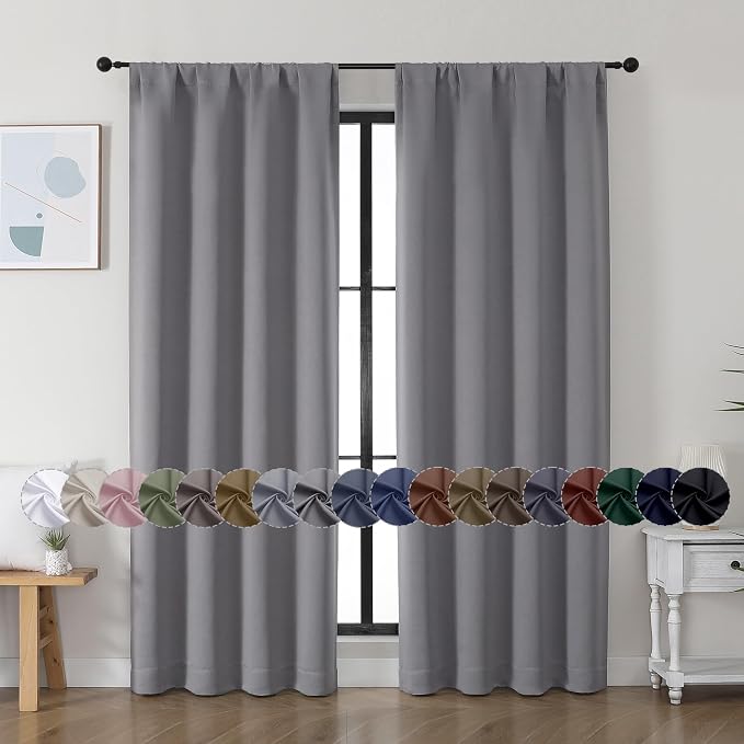 Simplebrand Ava Light Grey Blackout Curtains