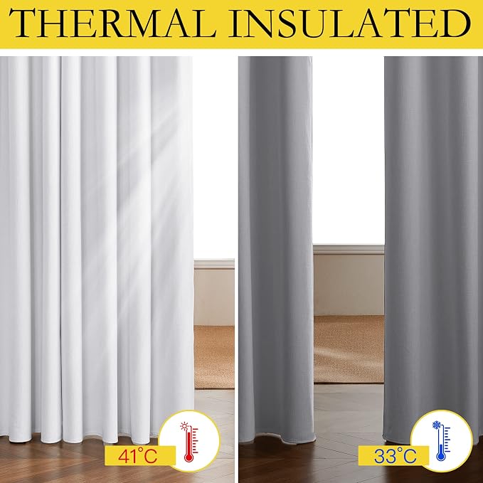 NICETOWN 100% Absolutely Blackout Linen Curtains