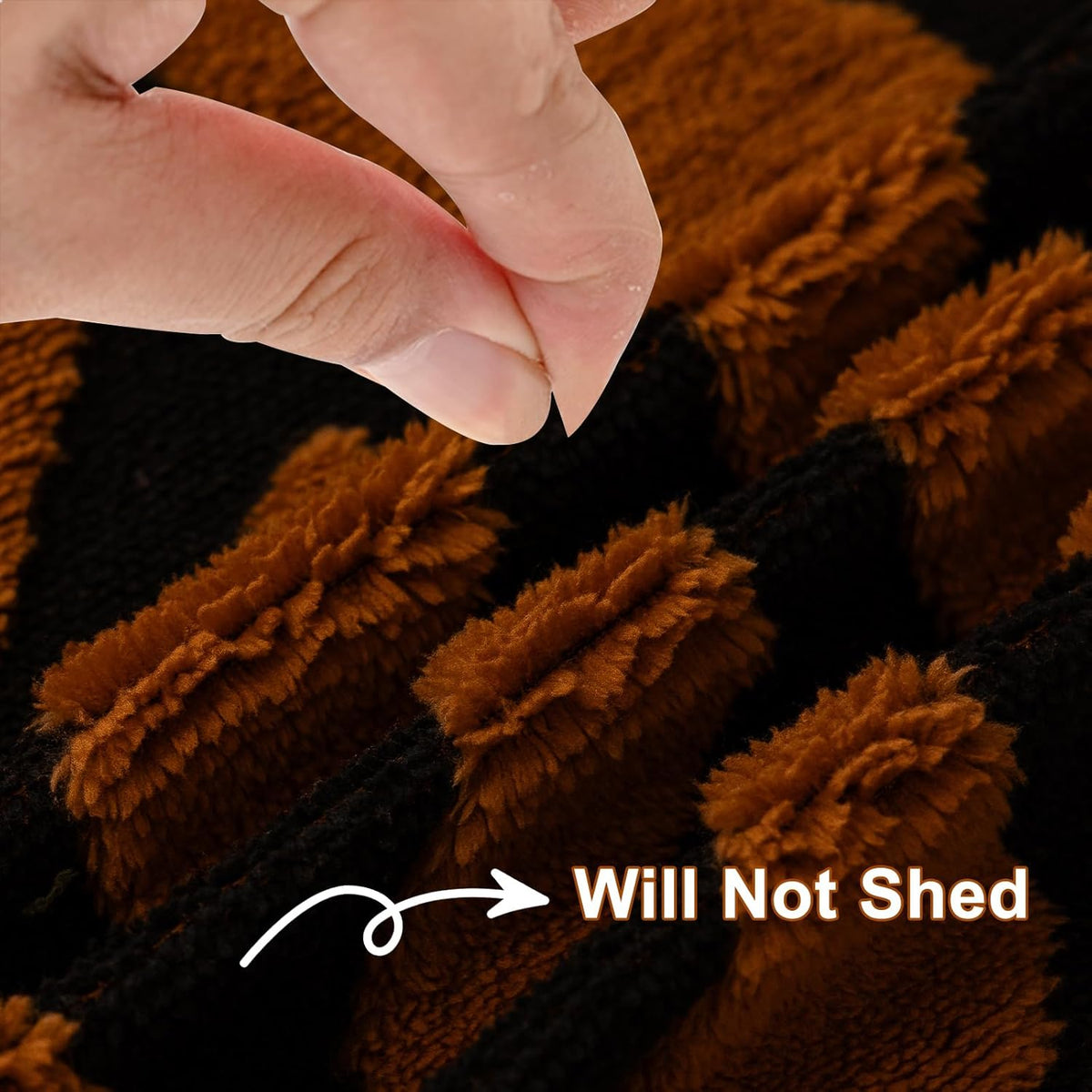 HANDONTIME Sofa Covers for Couch Pet-Friendly Caramel Black Couch Cover for Dogs Shu Velveteen Short Plush Sofa Covers for 3 Cushion Boho Brunt Orange Furniture Protector Washable, 71" X134"
