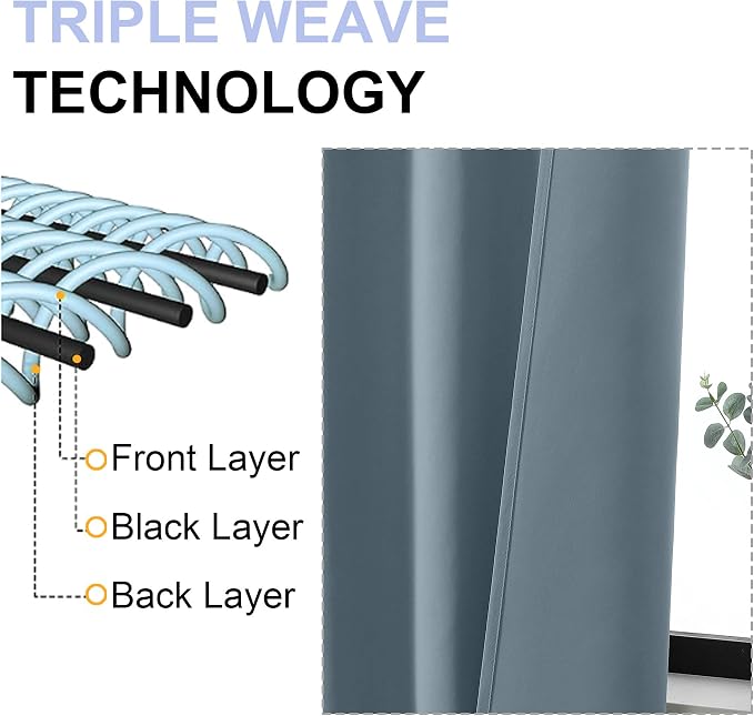 Simplebrand Ava Stone Blue Blackout Curtains