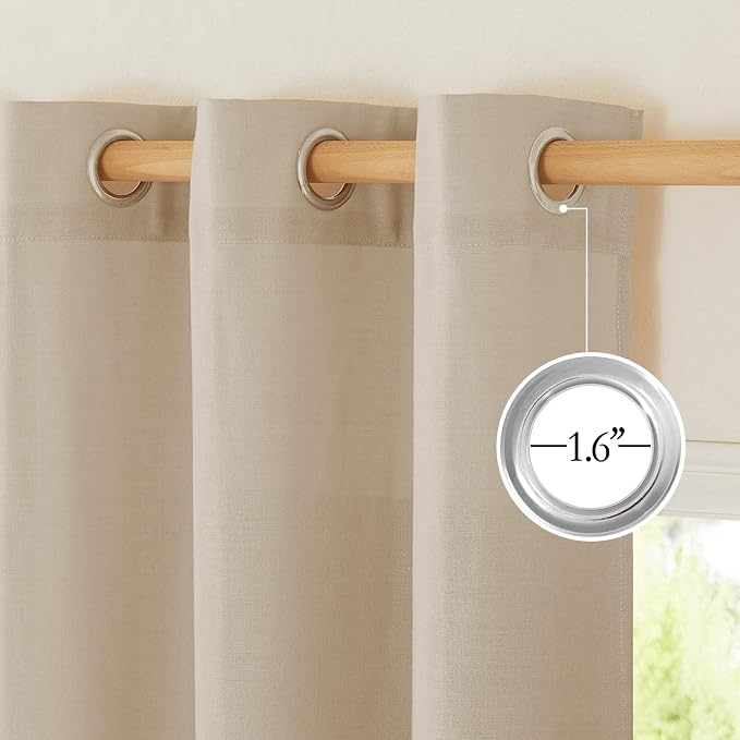 NICETOWN Flax Taupe Linen Curtains