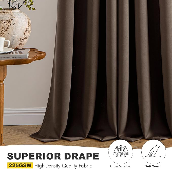 MIULEE Chocolate Brown Blackout Curtains