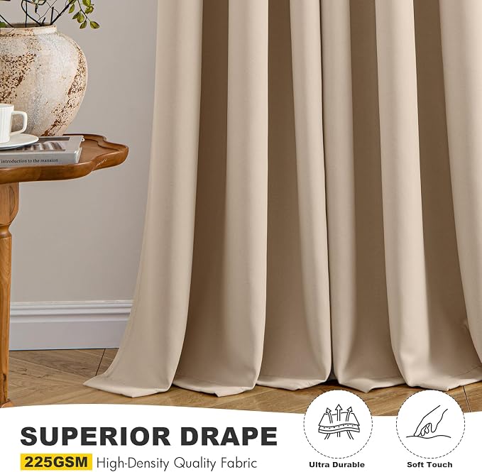 MIULEE Beige Blackout Curtains