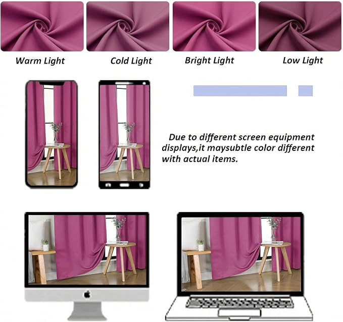 Simplebrand Ava Hot Pink Short Blackout Curtains