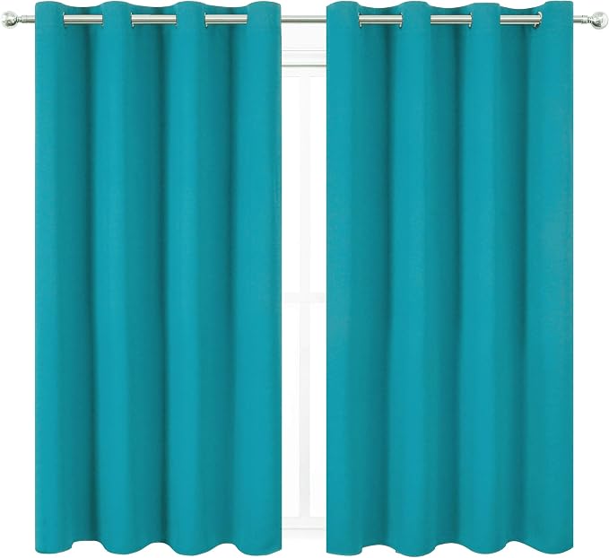LEMOMO Turquoise Thermal Blackout Curtains/52 x 72 Inch/Set of 2 Panels Room