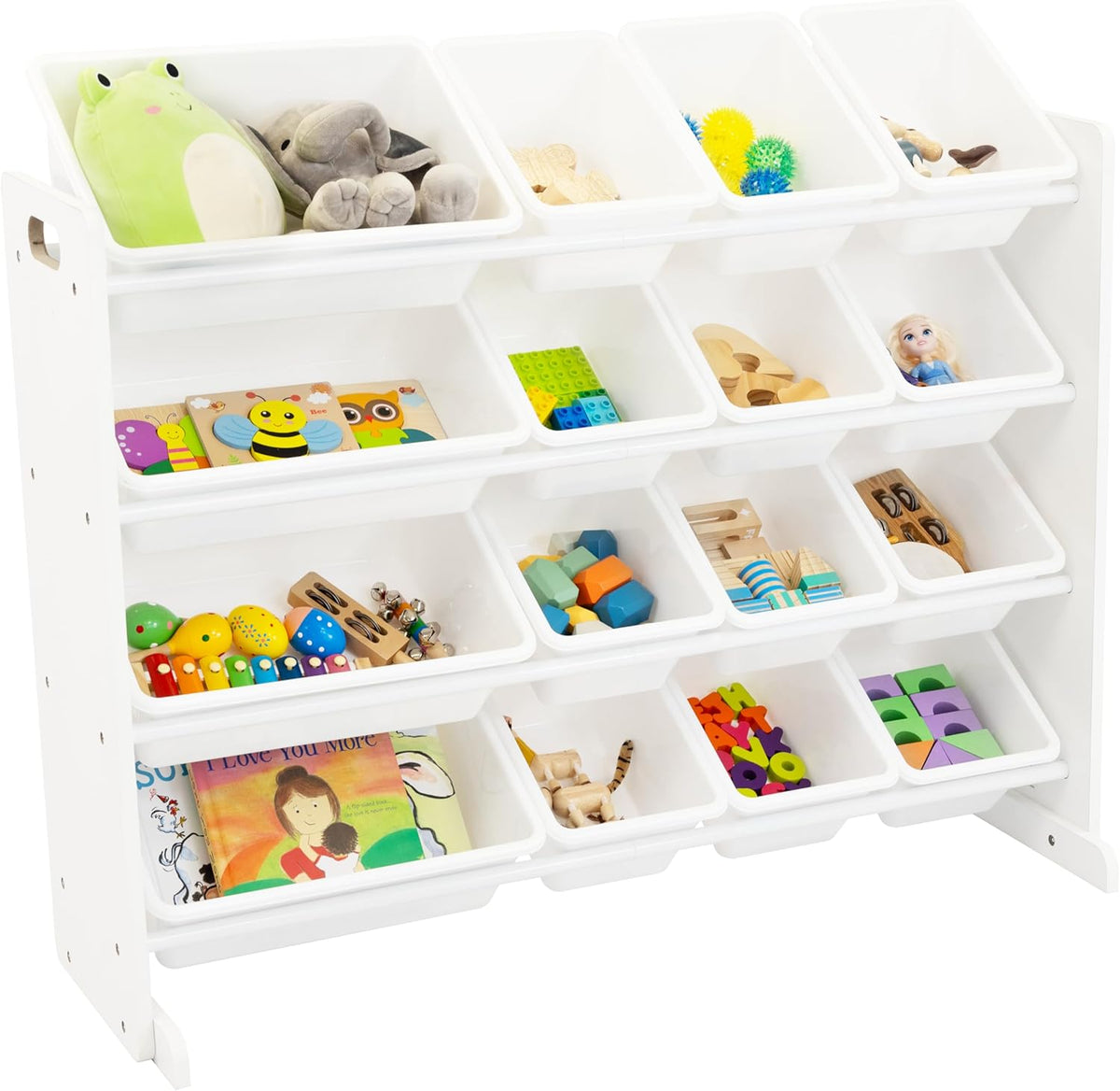Humble Crew Supersized Toy Storage Organizer with 16 Removable Bins, White/White – Large Toy Storage for Toddlers Ideal for Kids' Rooms, Playrooms, and Nurseries - Modern Toy Bins for Kids