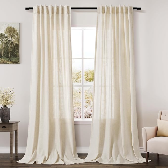 Extra Long Warm Beige Linen Curtains 120 Inch