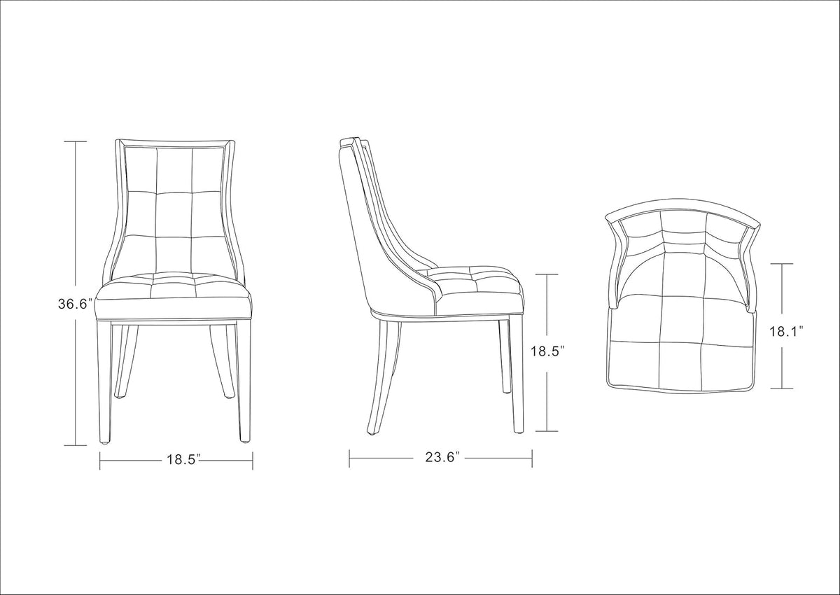 Manhattan Comfort Fifth Avenue Faux Leather Dining Chairs, Parsons Accent Furniture with Padded Wingback Seat, Fine Rectangular Stitching and Solid Beech Wood Frame, Set of 2, Tan