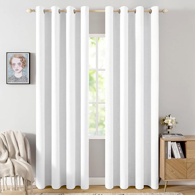 MIULEE Linen Textured Curtains Solid 100% Blackout