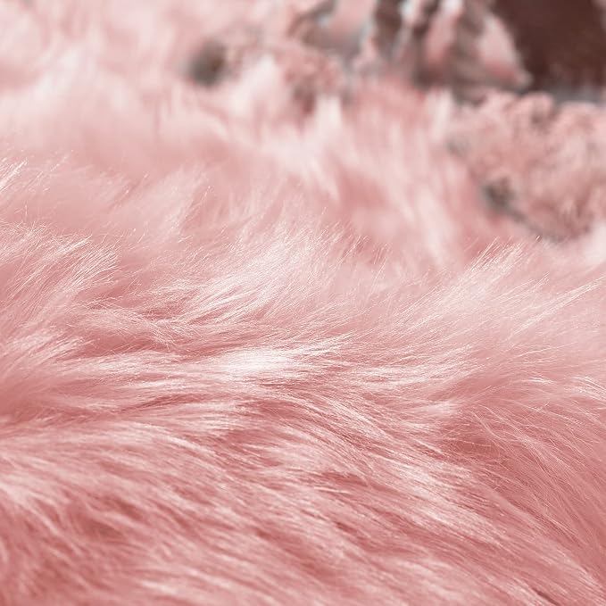 Goolela Pink Faux Sheepskin Fur Rug 4x6 Fluffy Fuzzy Furry Area Rug