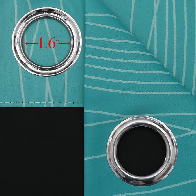 Estelar Textiler Teal and Greyish White Blackout Curtains & Drapes