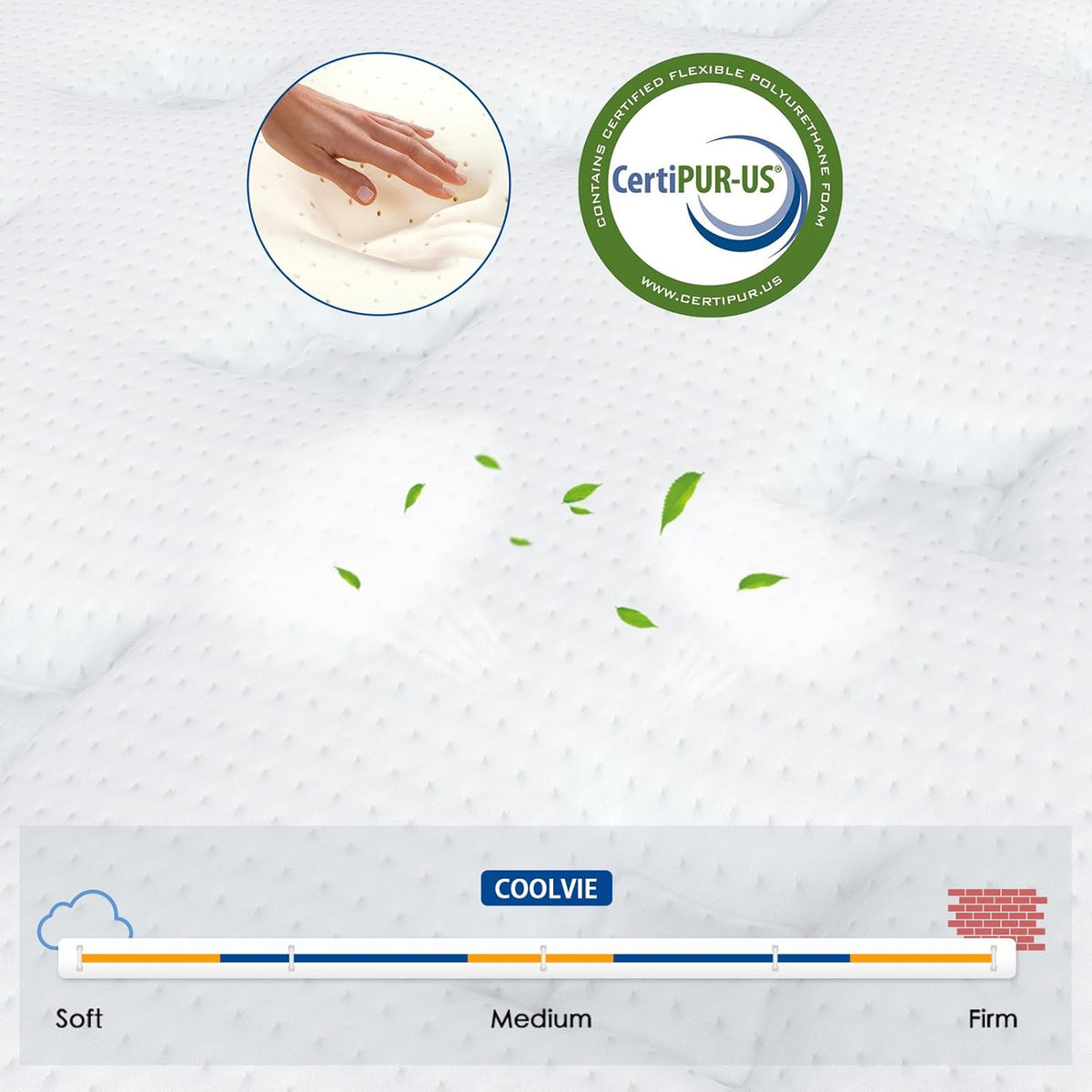 Coolvie Queen Mattress, 10 Inch Hybrid Mattress Queen Size, Individual Pocket Springs with Memory Foam, Bed in a Box, Cooler Sleep with Pressure Relief and Support