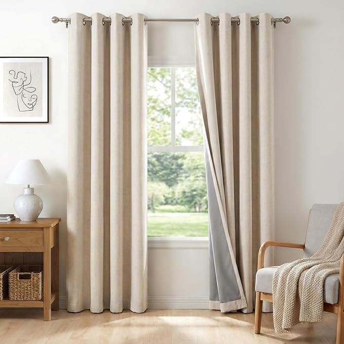 100% Blackout Shield Linen Blackout Curtains