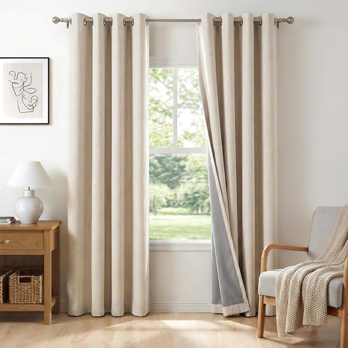 100% Blackout Shield Linen Blackout Curtains