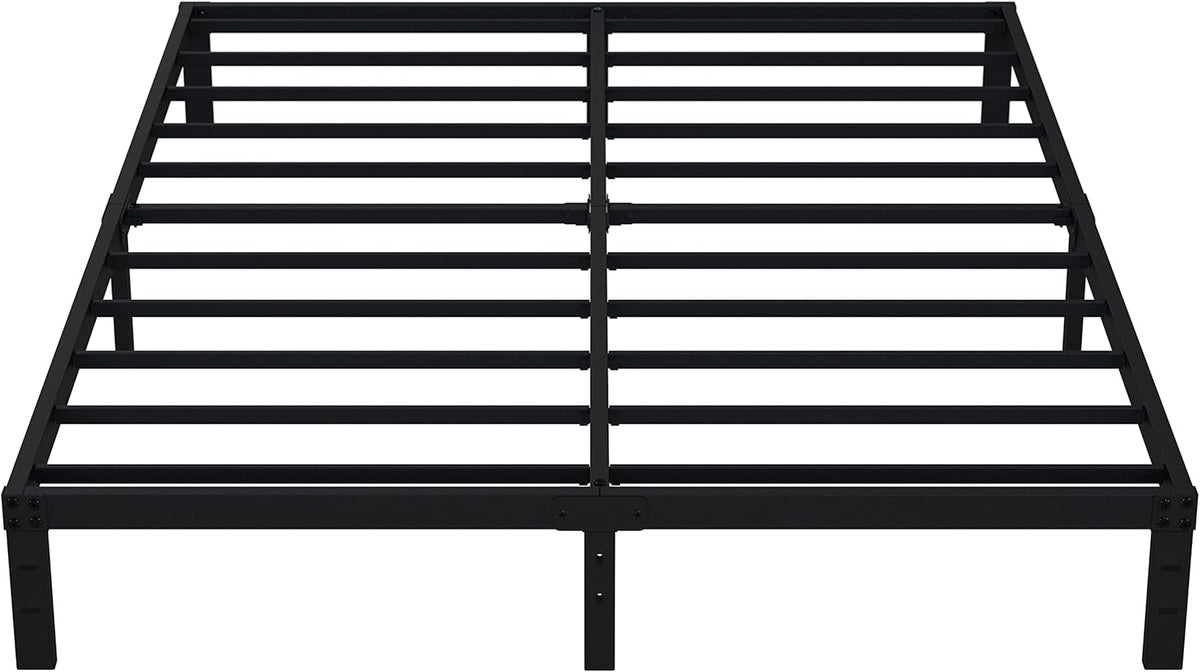 EMODA Queen Bed Frame No Box Spring Needed 10 Inch Heavy Duty Metal Platform BedFrame Queen Size with Steel Slats, Easy Assembly, Black
