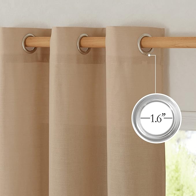 NICETOWN Camel Short Linen Curtains