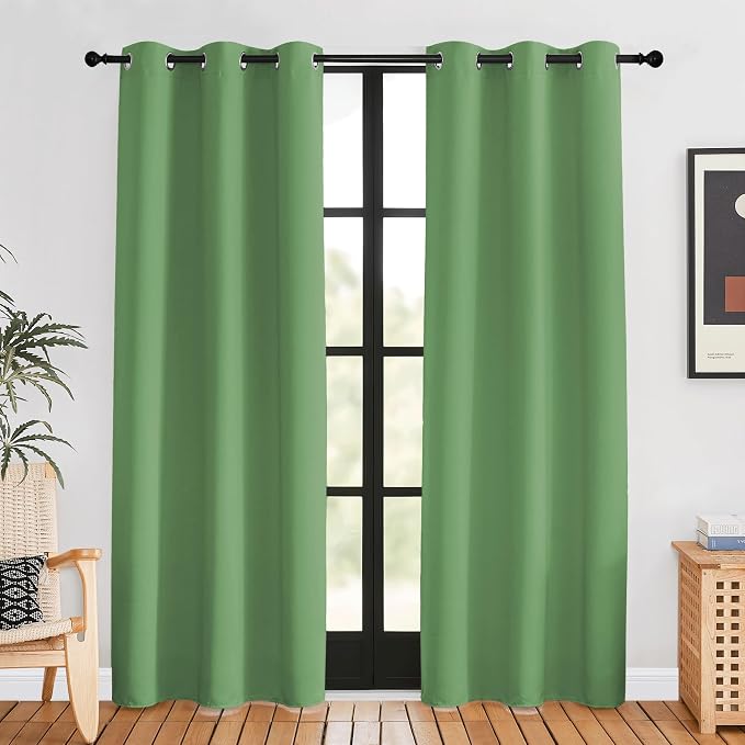 NICETOWN Blackout Curtains for Bedroom, Forest Green, 42 W by 80 L, Thermal