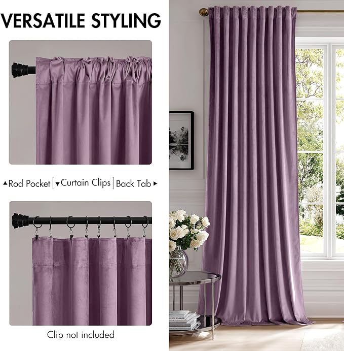 MIULEE Lavender Velvet Curtains 84 inches