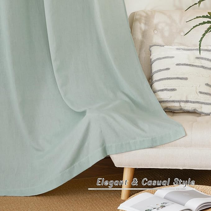 NICETOWN Linen Blend Kitchen Curtains 54 inches Long, Grommet Cafe Curtains &