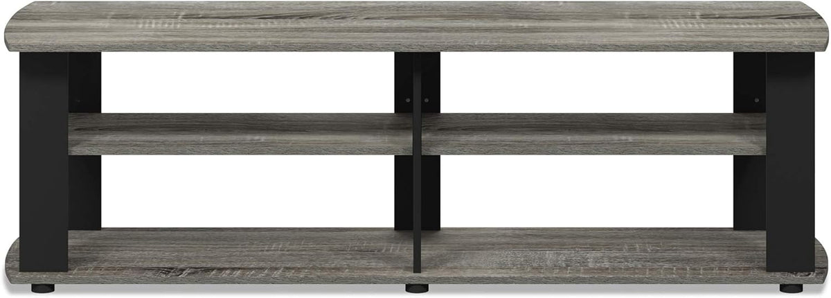 FURINNO Nelly Entertainment Center TV Stand, Short 43.3"(W) x13.4(H) x13.1(D), French Oak Grey/Black