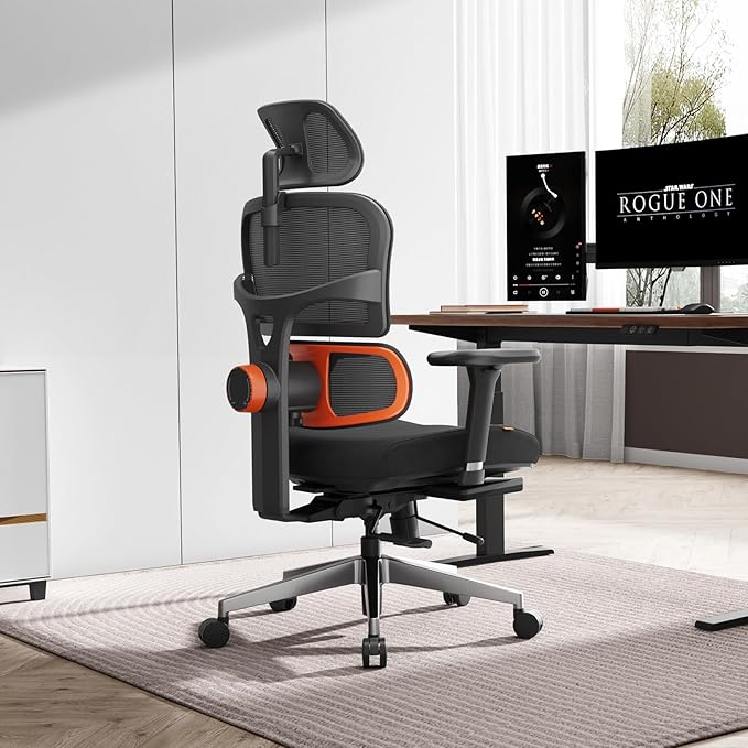 Newtral Office Chair Ergonomic - Home Office Desk Chair, Back Pain Chair with Auto-Following Lumbar Support, 4D Armrest, Seat Depth and Height Adjustable (No Foot Rest, Black)