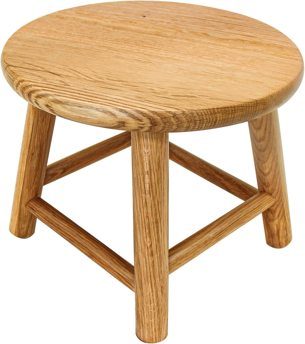 CONSDAN 9-Inch Round Step Stool for Adults & Kids, USA Grown Solid Oak Hardwood, Sturdy Small Foot Stool for Kitchen, Bedroom, Bathroom, Shoe Changing, Plant Stand, Fully Assembled (Natural)