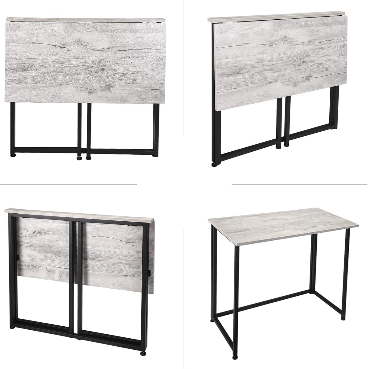 Leopard Outdoor Products Folding Computer Desk for Small Spaces, Space-Saving Home Office Desk, Foldable Laptop Table, Writing Desk, Compact Study Reading Table (Black/Greige)