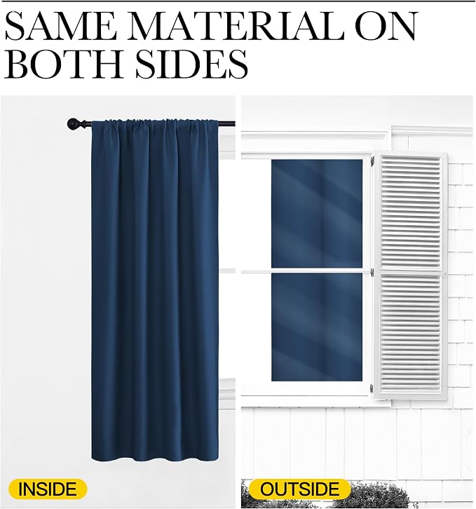 NICETOWN Blackout Curtains for Bedroom, Moroccan Blue, 1 Pair, 70 by 63-inch